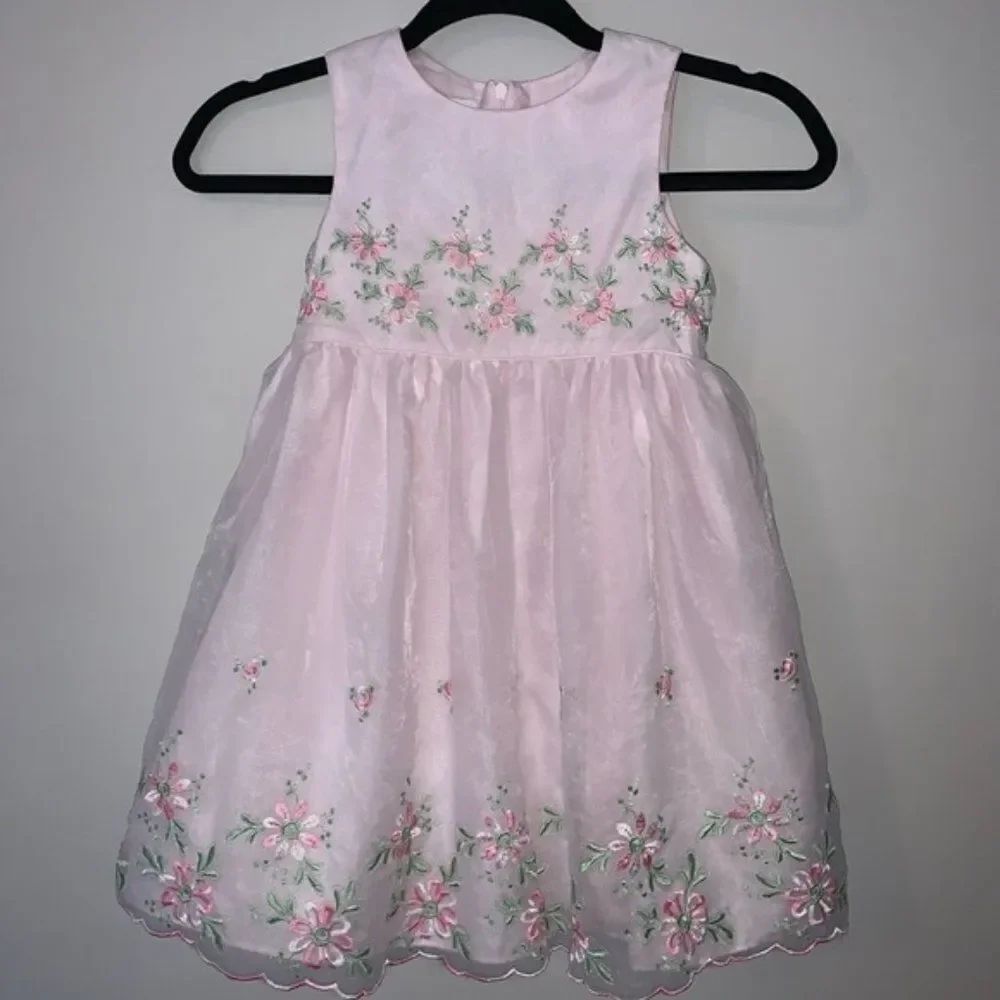 Cute Bonnie Jean Pink Floral Embroidered Dress 6X
